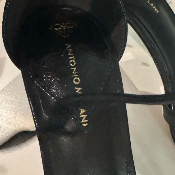 ANTONIO MELANI Black Heels with Gold Accent - Picture 8 of 9